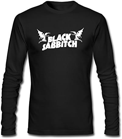 BakeOnion Men's Long Seelve Black Sabbath Letters T-shirt Tee M Black