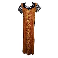 Mogul Womens Caftan Maxi Dress Printed Bohemian Fall Fashion Kaftan Nightgown