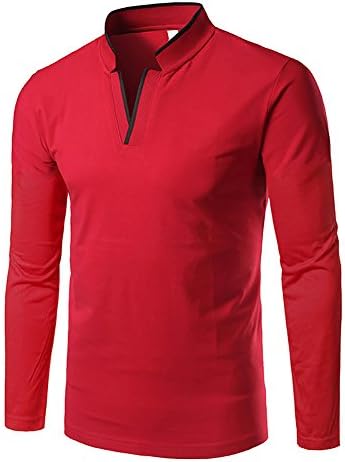 Men's Long Sleeve Polo Shirt Standing Collar Casual Golf T-Shirt Sweatshirt