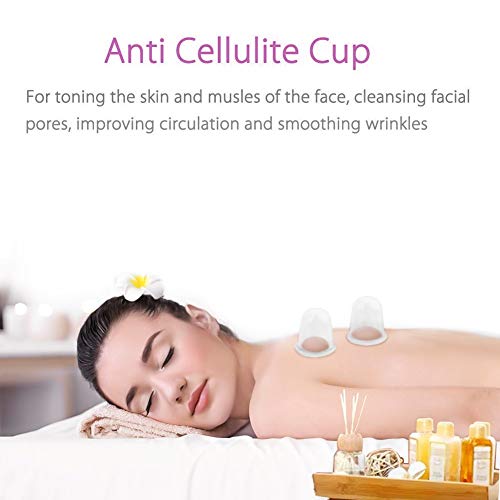 Wskderliner Suction Cup for Cellulite Slimming Vacuum Massage Cupping Anti-cellulite Silicone White Transparent Pack of 4
