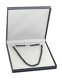 The Pearl Source - Collar de perlas cultivadas de agua salada japonesa Akoya negra, redondo, de oro de 14 quilates, 18.0 in de longitud para mujer