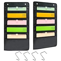 Heavy Duty Storage Pocket Chart,ForTomorrow 5 Pocket Hanging Wall File Hanging Pocket Organizer for Home Office,File Folder Pocket Chart(5 Pockets Black,2 Pack)