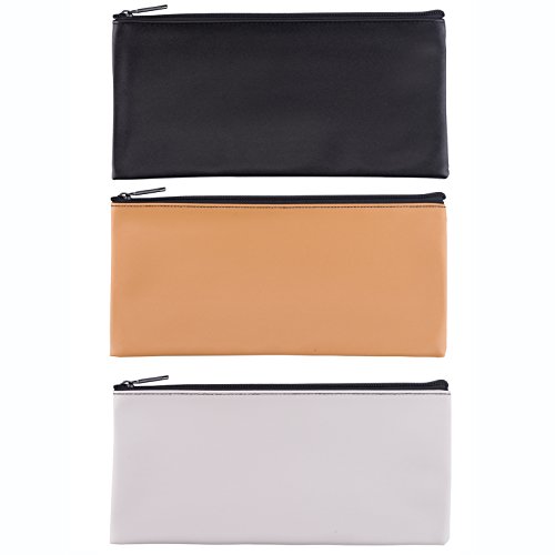 LUNASMILE Leatherette Securit Bank Deposit Bag/Check Wallet/Utility Zipper Coin Bag, 11 x 6 Inches Check Bag (Mix3)