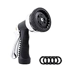 Ohuhu Garden Hose Spray Nozzle, Water Nozzle W/ 9 Watering Patterns for Watering Plants, Cleaning, Car Wash and Showering Pets, BONUS 5 Extra Washers