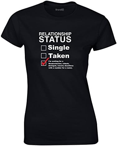 Waiting for Shadowhunter, Tribute, Demigod, Ladies Printed T-Shirt - Black/White/Red 2XL = 10-12