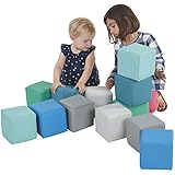 ECR4Kids SoftZone Patchwork Toddler Block Playset, Gentle Foam Blocks for Safe Active Play and Building, Built to Last, Certified and Safe, 12-Piece Set, Primary