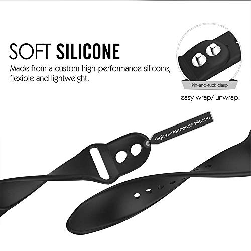 AdMaster Silicone Compatible for Apple Watch Band and Replacement Sport iwatch Accessories Bands Series 4 3 2 1 Black 38mm/40mm M/L