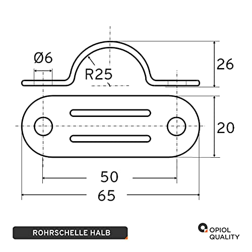 OPIOL QUALITY® Rohrschellen HALB 25 mm aus Edelstahl A2 V2A (2 Stück) U-Rohrschelle Rohr Halterung Schlauchschnalle… – Bild 3