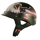 VCAN V531 Cruiser Patriotic Eagle Graphics Half Helmet (Gloss Black, Large)