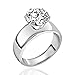 FlameReflection Stainless Steel 4 Carat Round Cubic Zirconia CZ Engagement Women Wedding Solitaire Promise Girls Bands Ring size 10