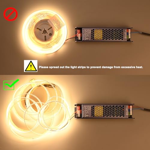 TOPAI Strip LED 24V 5 m 20W/m High brightness Warm White 3000K | 10 mm wide, 238LEDs/m, non-waterproof, self-adhesive, flexible cuttable, for kitchen and bedroom