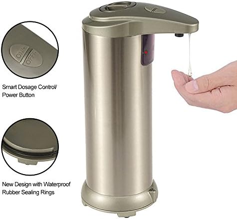 Automatic Soap Dispenser, Kitchen Bathroom Soap Dispensers, Stainless Steel Soap Dispenser, Infrared Motion Sensor Hand Free Liquid Dispenser for Kitchen Bathroom