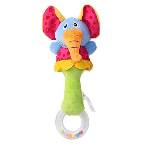 1PC Baby Developmental Toy New Lovely Soft Hand Bells Animal Model Long Handbell by Sunfei (Yellow)