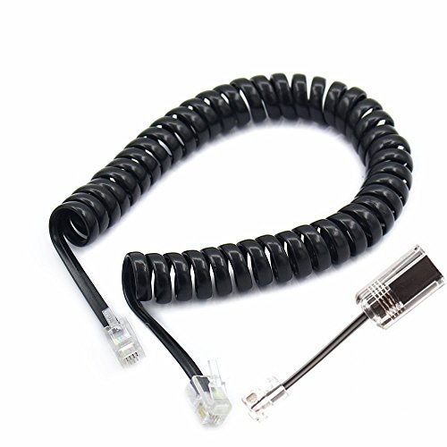 SINCODA 2 Pack 6 Ft Uncoiled Modular Coiled Telephone Phone Handset Curly Cable Cord +2 Pack 360Â° Telephone Cord Detangler Extended Rotating(6FT/Black)