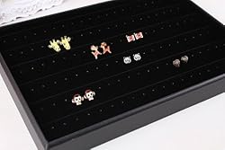 Glitterymall Black Velvet 60 Pairs Stud Earring