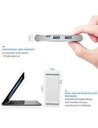 PRRE USB C Hub, 6 en 1 adaptador de MacBook PD puerto de carga, 4 K salida HDMI, lector de tarjetas, 2 USB 3.1 puertos tipo C portátil (plata)