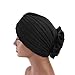 Luxury Stretchable Glitter Flower Chemo Beanie Hair Loss Turban (Black)