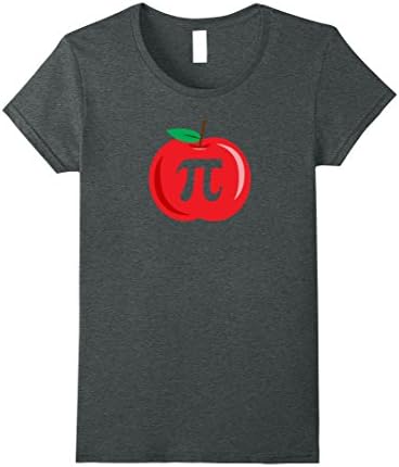 Womens Apple Pi Cute Funny Math Joke Pun Graphic T-Shirt Large Dark Heather