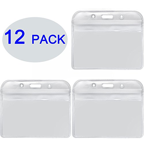 Badge Holder ID Card Holders Waterproof Horizontal Name Tags Punched Zipper Resealable Clear Plastic Labels Credit Cards Holder
