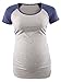 Jezero Maternity Baseball Crew Neck Tops Flattering Side Ruching Pregnancy T-Shirt