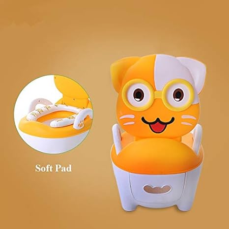 Amazon Co Jp かわいい猫赤ちゃんのトイレトレーニングおまるポータブル便利な子供のトレーニングパン便座子供便器用pp漫画便器 Color Yellow B ホーム キッチン