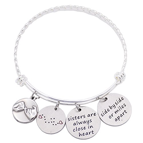 O.RIYA Sisters Bracelet Stainless Steel Adjustable - Side By Side Or Miles Apart(Side-by-side-bracelet)