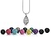 Premium AyaZen Teardrop Essential Oil Diffuser Necklace With Lava Stones Aromatherapy Locket Pendant Gift Set Chain & Multi-Colored Beads
