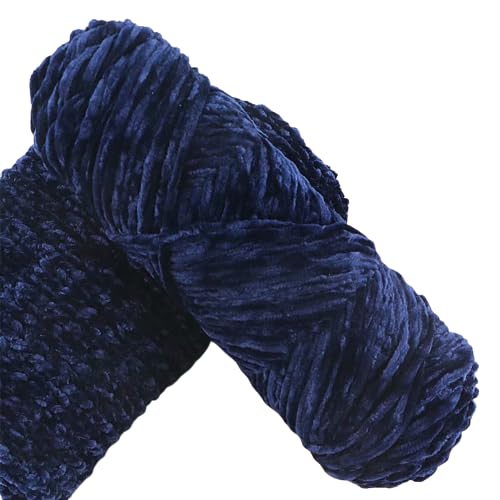 Yarn Velvet Knitting Yarn Soft Crochet Ball Craft Multi Colors, Ideal for Beginners, Kids Crafts (Deep Blue)
