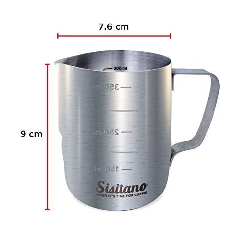 Sisitano Stainless Steel Milk Frothing Pitcher - Espresso Steaming 12oz 350ml - Thumbnail 3