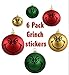 Grinch 6 pack 3 inch each Matte Black Vinyl stickers for Ornaments, Diy, Home project, Christmas, Kids, Fun, Easy, Project, Gift, Boys, Girls, Red, Green, Gold, Black