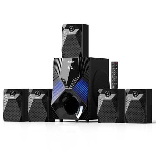 Bobtot Home Theater System, 1000 Watts Peak Power Surround Sound Systems 5 Wired Satellite Audio Speakers 8