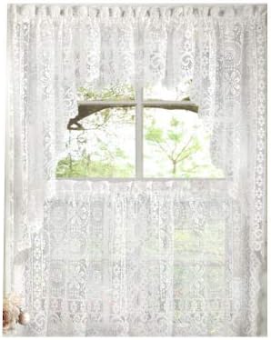 Amazon Com Hopewell Heavy White Lace Kitchen Curtain Choice Of