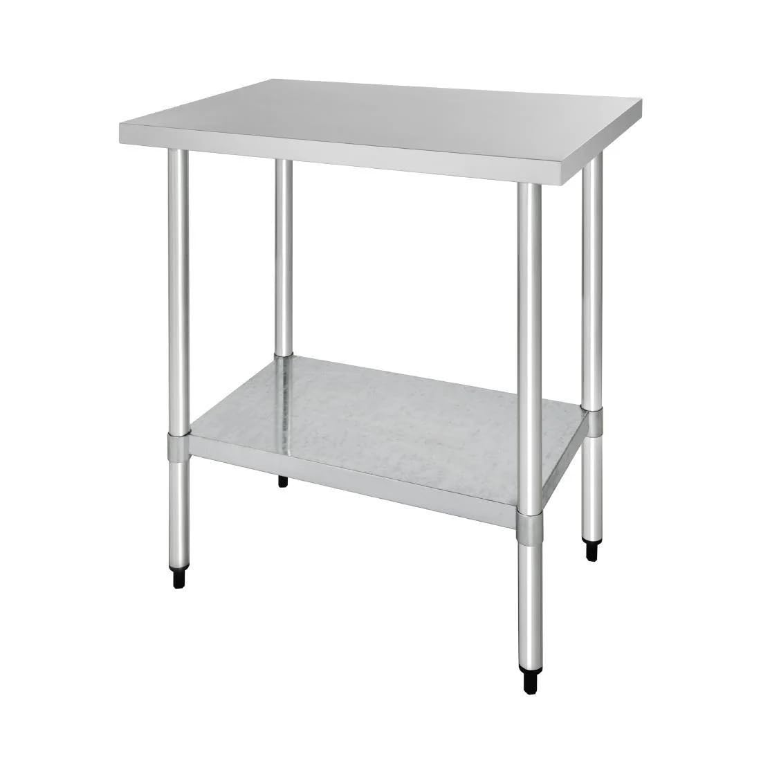 Vogue Stainless Steel Catering Prep Table 900 mm, Polished Stainless Steel, Easy Self Assembly, 90(H)x90(W)x70(D) cm, 1 Shelf, Commercial Kitchen Furniture, Professional and Home Use, GJ501