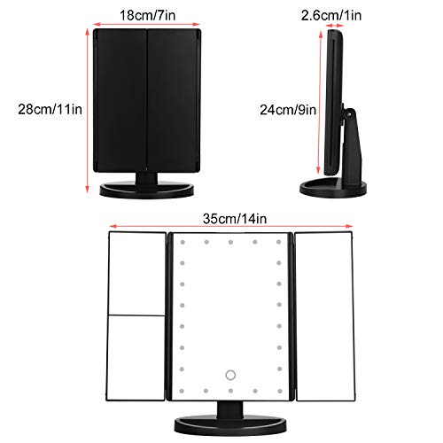 Vanity Mirror, FITNATE 21 LED Brighter Hollywood Mirror, 10X 3X 2X 1X Magnification & 180 Degree Rotation, Touch Screen Control Button with 2 Power Supply Modes USB Port & 4AAA Battery,Gift Card - Thumbnail 3