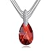 T400 Red Crystal Teardrop Pendant Necklace January Birthstone Simulated Garnet Gift for Women