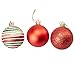 24-Pack Christmas Tree Ornaments - Red Shatterproof Medium Christmas Balls Decoration, Assorted 3-Finish Matte, Glitter, Multicolor Glitter Stripes, Hanging Plastic Bauble Holiday Decor, 2.4 Inches