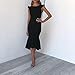 Evening Cocktail Prom Backless Sleeveless Dress Fishtail Midi Dress Fitted Slim Dress in Black and Red (M, Black)