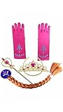 Frozen Inspired Tiara, Wand, Gloves and Braid Set (Gold-Anna)