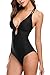 Vegatos Women Sexy Deep Plunge One Piece Swimsuit Lace up Monokini Bathing Suits