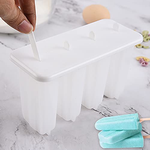 Homemade Popsicle Molds Shapes, Plastic Popsicle Ice Cream Molds With Lid, Popsicle Ice Box, 4 Reuseable Sticks, Easy Release Ice Pop Molds For Home Party (A)