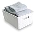 BINO Plastic Basket, Large, White - Multi-Use Storage Basket, Rectangular Cabinet Organizer, Baskets for Organizing with Handles, Home & Office Organization and Storage