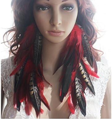 Natural Feather Earrings Red Fashion Long Natural Feather Earrings