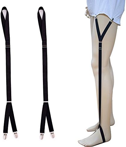 Mens Shirt Stays Garters Belt Holders with Non-slip Locking Clamps by Chorade