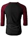 H2H Men's Slim Fit Color Blocked Three-Quarter Sleeve Baseball Jersey Knit Shirt BLACKWINE US L/Asia XL (CMTTS0174)