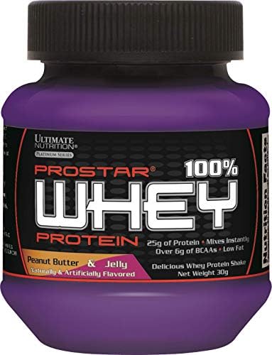Ultimate Nutrition Prostar Whey Protein Powder Blend of Whey Concentrate Isolate and Peptides – Low Carb, Keto Friendly, 25 Grams of Protein - Single Serving, PB&J, Sample Size
