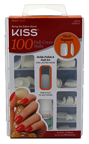 Kiss 100 Full Cover Nails Short Square (Short Length) (2 Pack)