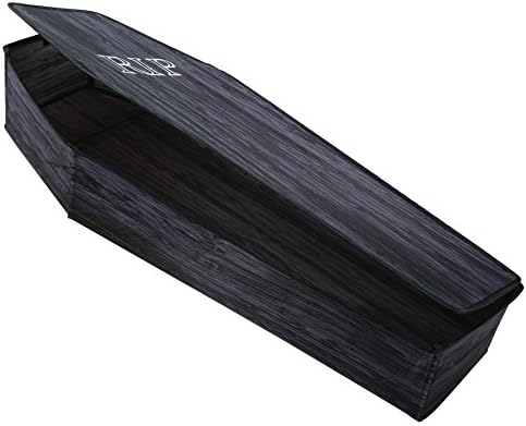 Scary Haunted House Collapsible Coffin w/ Lid Horror Halloween Decoration