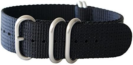 22mm 5 Ring 12"(300mm) Military Army Diver Nylon Watch Strap Band #Black - Stainless