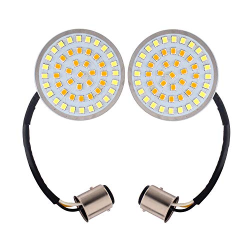 image for XMMT Pair Motorcycle 2 inch Bullet Style 1157 White&Amber LED Rear Tur