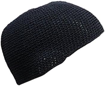 Inspirit Arts Unisex Skull Cap Beanie Hand Made 100% Cotton Hat Small Solid Balck